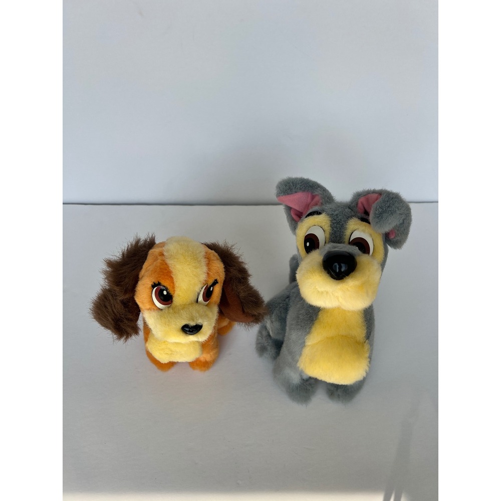 Vintage Disney Lady and the Tramp Plush Set Disneyland Walt Disney World 2pc